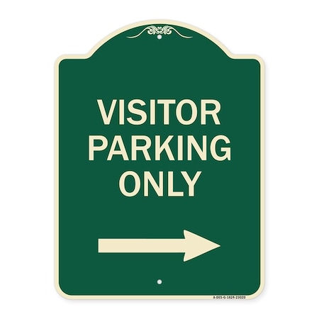 Signmission Reserved Parking Visitor Parking W/ Right Arrow Heavy-Gauge Aluminum Sign, 24" x 18", G-1824-23020 A-DES-G-1824-23020